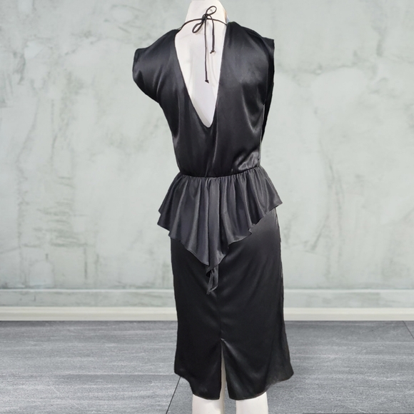 Vintage 80's Diamond's Run Drapes Sequined  Peplum Ruffle Disco Party Dress 7/8 - Picture 3 of 11